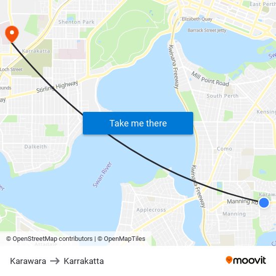 Karawara to Karrakatta map