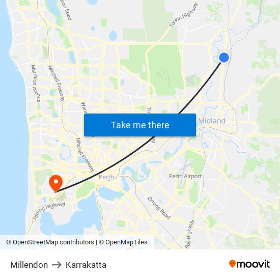 Millendon to Karrakatta map