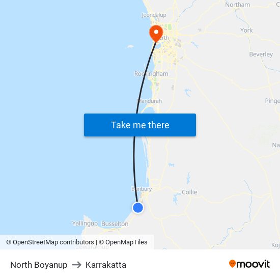 North Boyanup to Karrakatta map