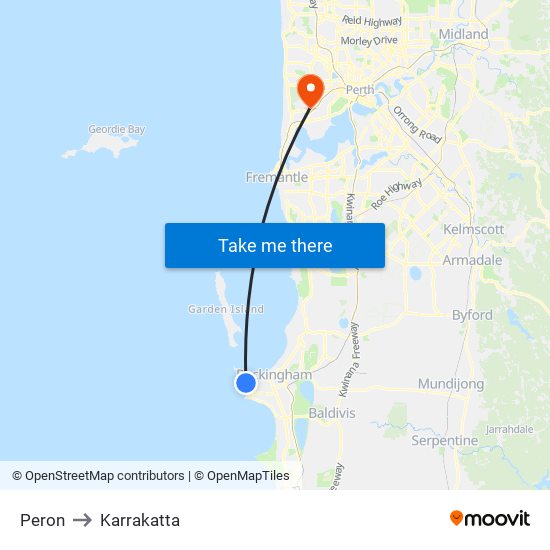 Peron to Karrakatta map