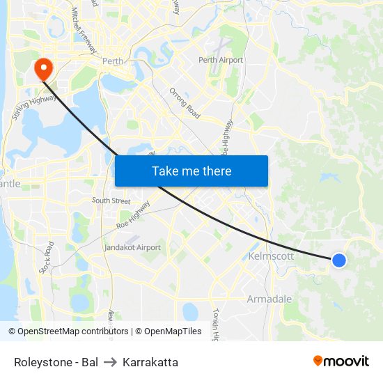 Roleystone - Bal to Karrakatta map