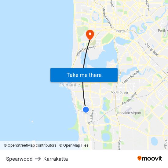Spearwood to Karrakatta map