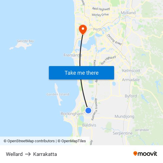 Wellard to Karrakatta map