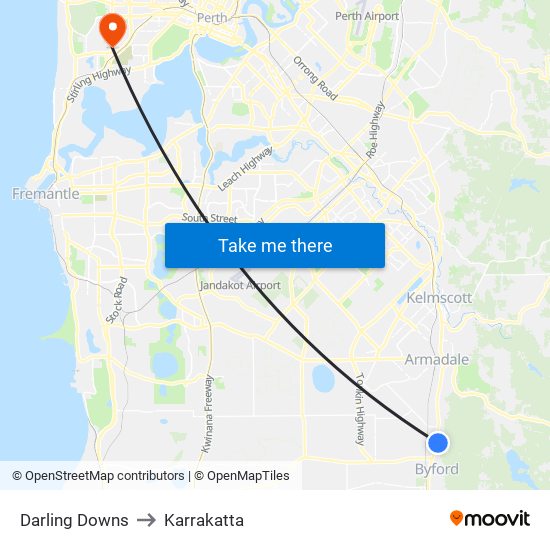 Darling Downs to Karrakatta map