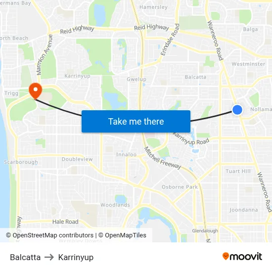 Balcatta to Karrinyup map