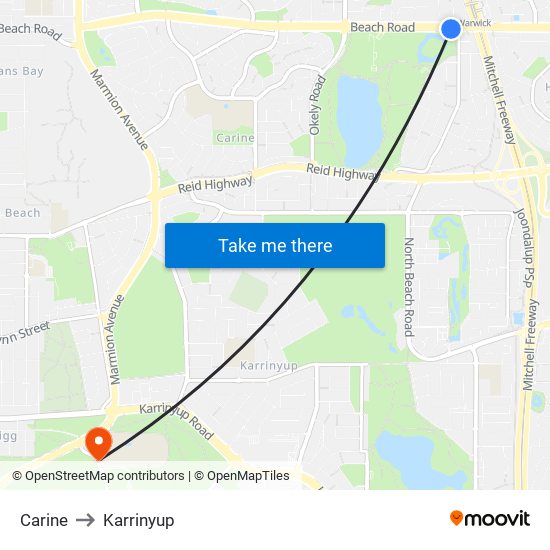 Carine to Karrinyup map