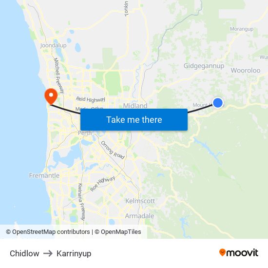 Chidlow to Karrinyup map