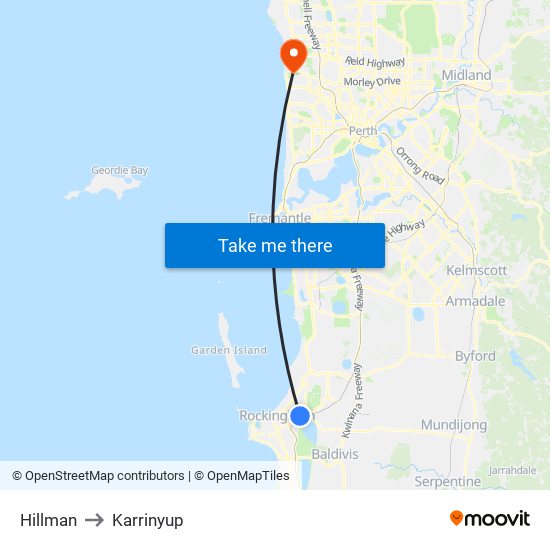 Hillman to Karrinyup map