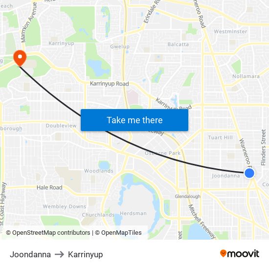 Joondanna to Karrinyup map