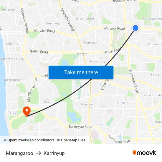 Marangaroo to Karrinyup map