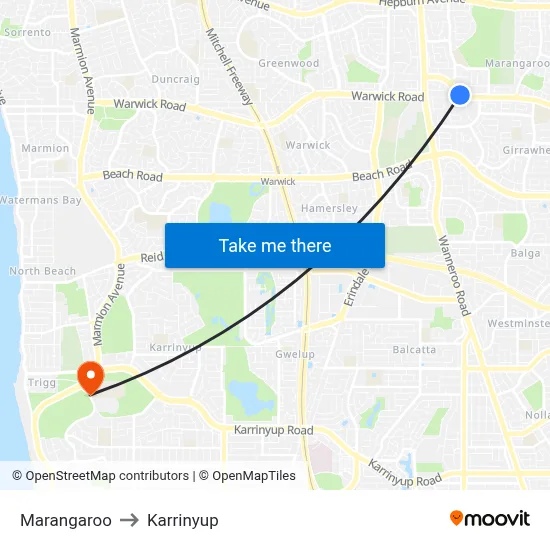 Marangaroo to Karrinyup map