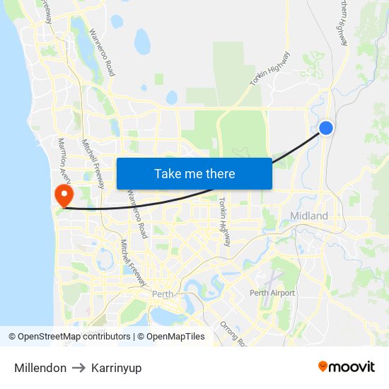 Millendon to Karrinyup map