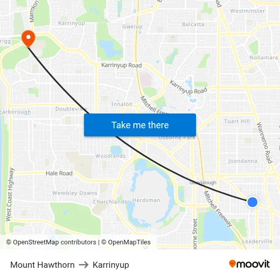 Mount Hawthorn to Karrinyup map