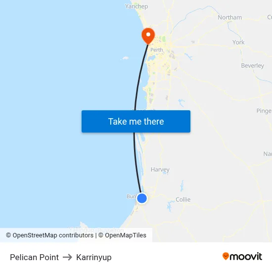 Pelican Point to Karrinyup map