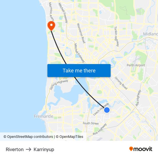 Riverton to Karrinyup map