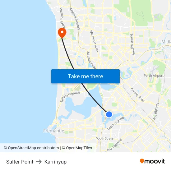 Salter Point to Karrinyup map
