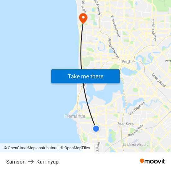 Samson to Karrinyup map