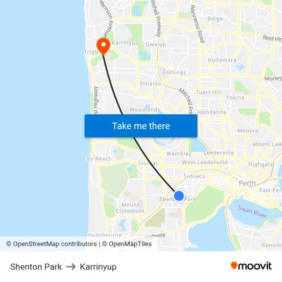 Shenton Park to Karrinyup map
