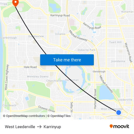 West Leederville to Karrinyup map