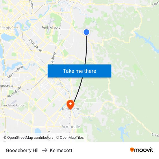 Gooseberry Hill to Kelmscott map