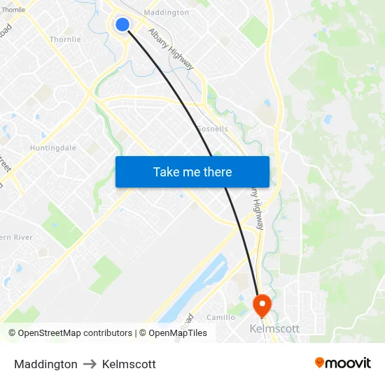 Maddington to Kelmscott map
