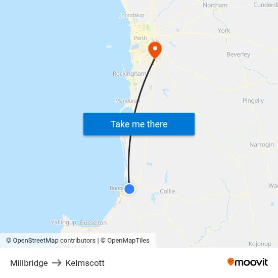 Millbridge to Kelmscott map