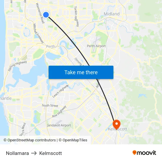 Nollamara to Kelmscott map