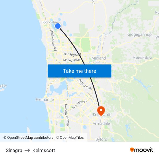 Sinagra to Kelmscott map