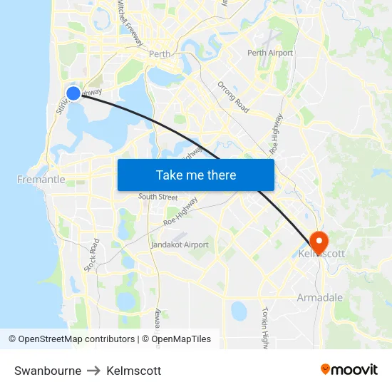 Swanbourne to Kelmscott map