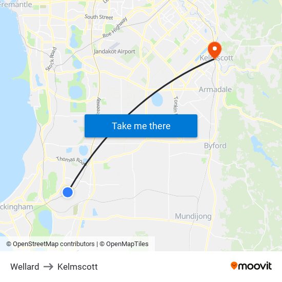 Wellard to Kelmscott map