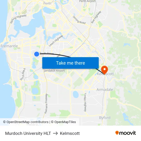 Murdoch University HLT to Kelmscott map
