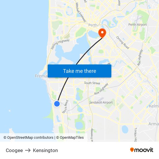 Coogee to Kensington map