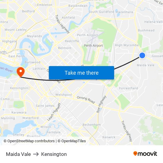 Maida Vale to Kensington map