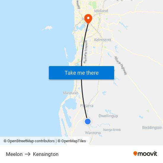 Meelon to Kensington map