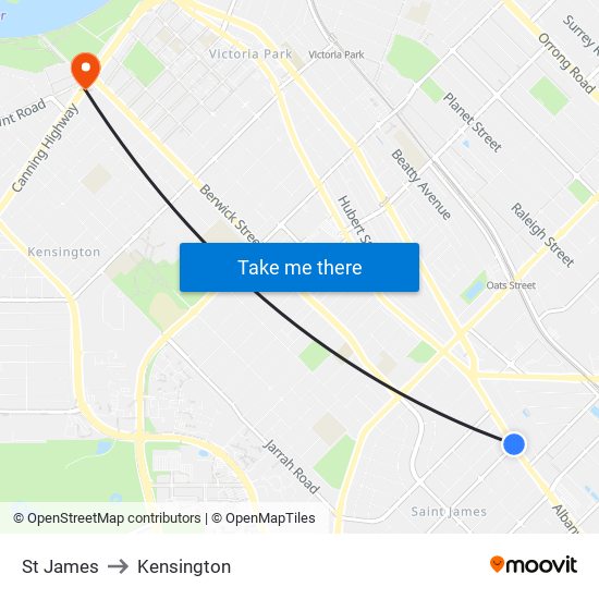 St James to Kensington map