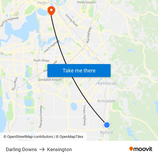 Darling Downs to Kensington map