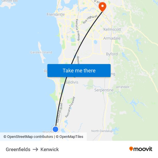 Greenfields to Kenwick map