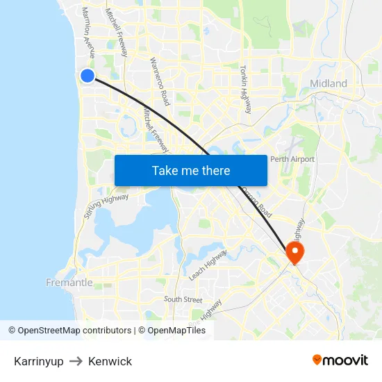 Karrinyup to Kenwick map