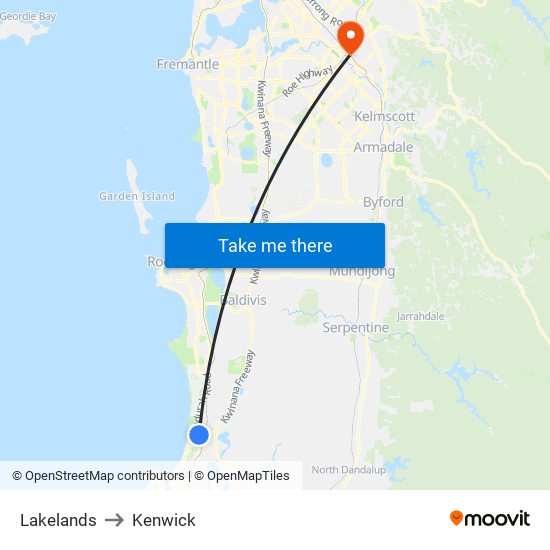 Lakelands to Kenwick map