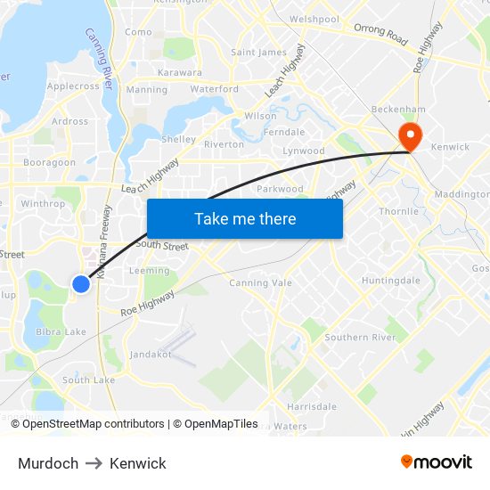 Murdoch to Kenwick map