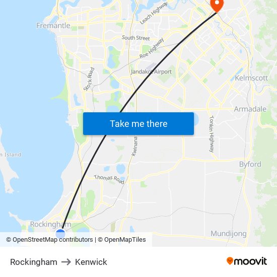 Rockingham to Kenwick map