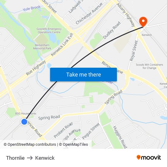 Thornlie to Kenwick map