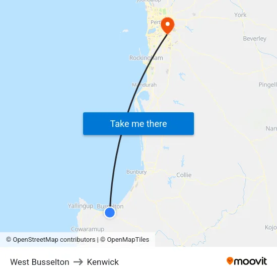 West Busselton to Kenwick map