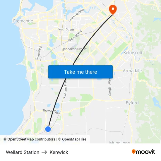 Wellard Station to Kenwick map
