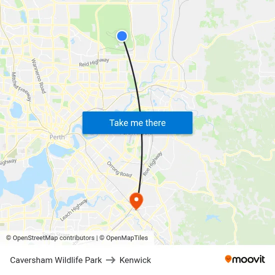 Caversham Wildlife Park to Kenwick map