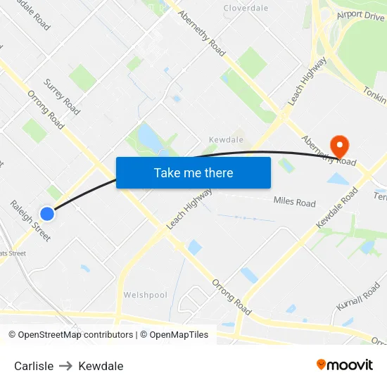 Carlisle to Kewdale map