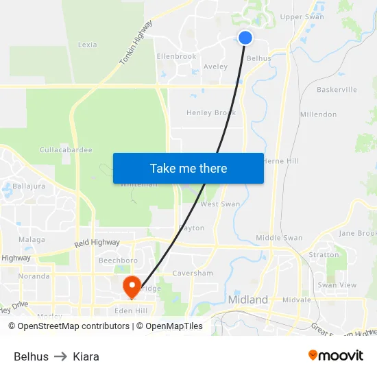 Belhus to Kiara map