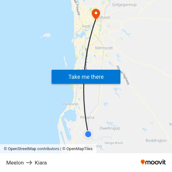 Meelon to Kiara map