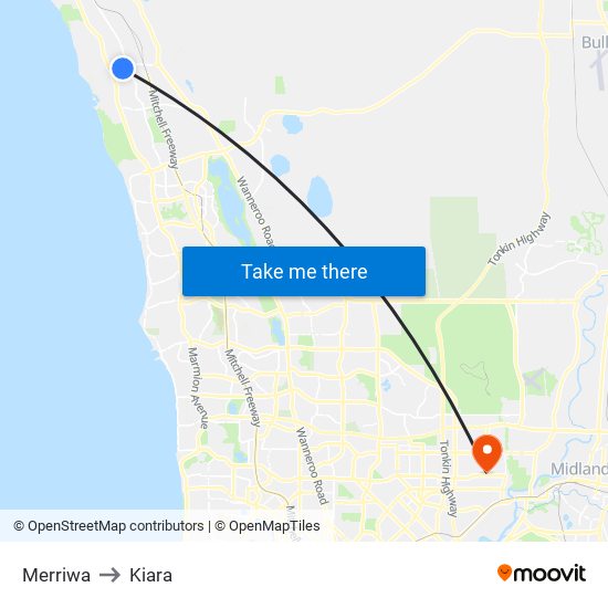 Merriwa to Kiara map