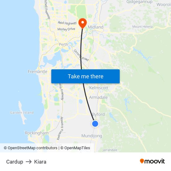 Cardup to Kiara map